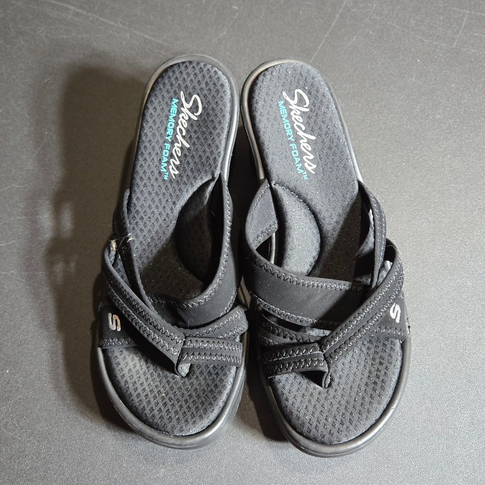 Skechers Womens Black Rumblers Young At Heart Wedge Sandals 7 Comfort Summer - Picture 3 of 10